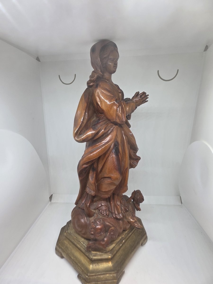 Statue en bois sculpté représentant l'Immaculée Conception, XIXe siècle, Sicile-photo-5