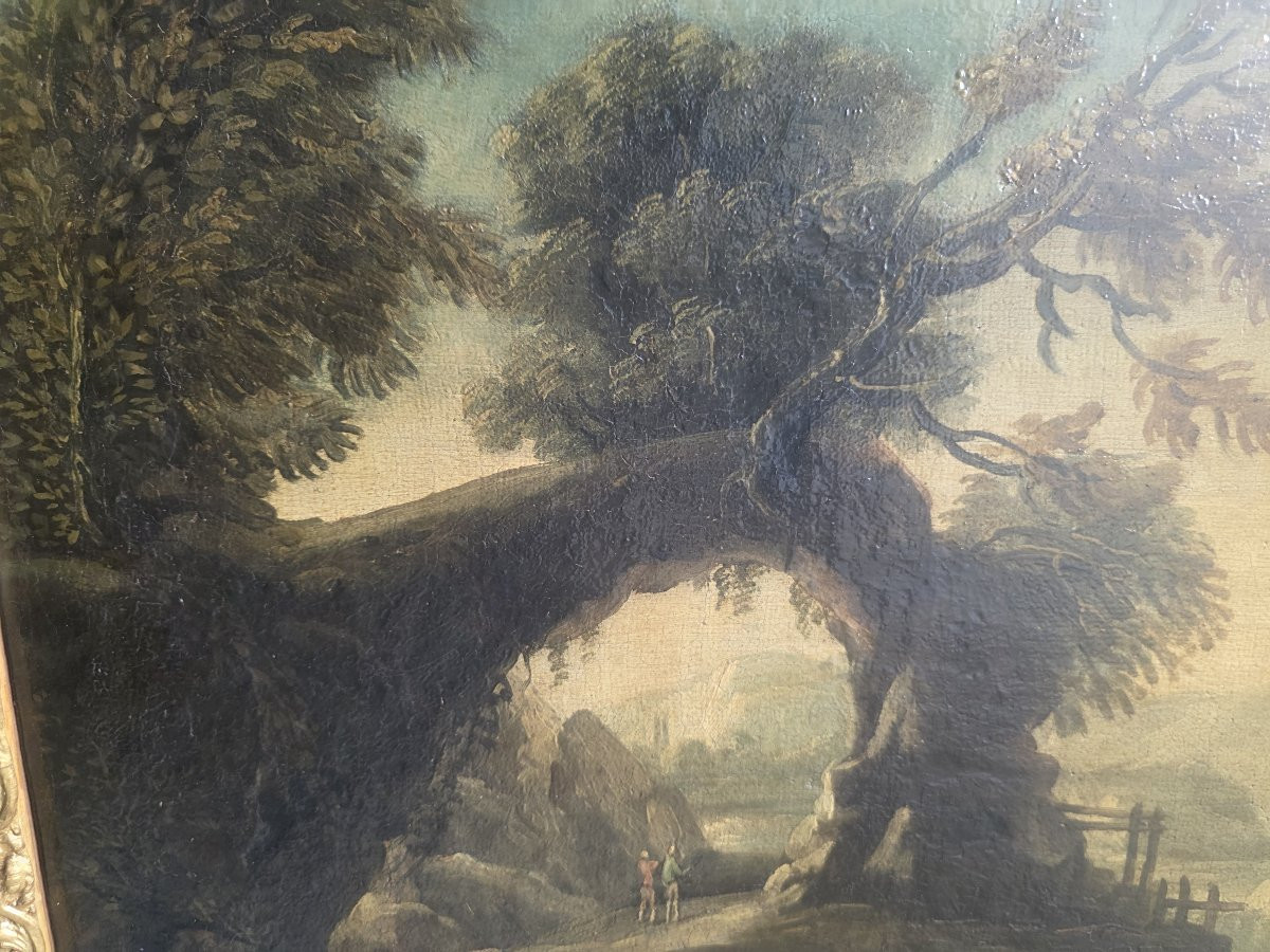 18th-century Landscape Painting With A French Frame.-photo-1