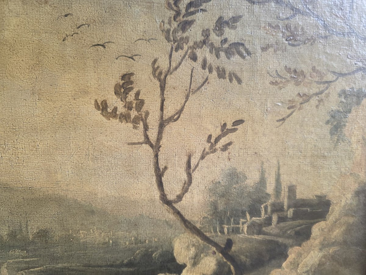 18th-century Landscape Painting With A French Frame.-photo-2
