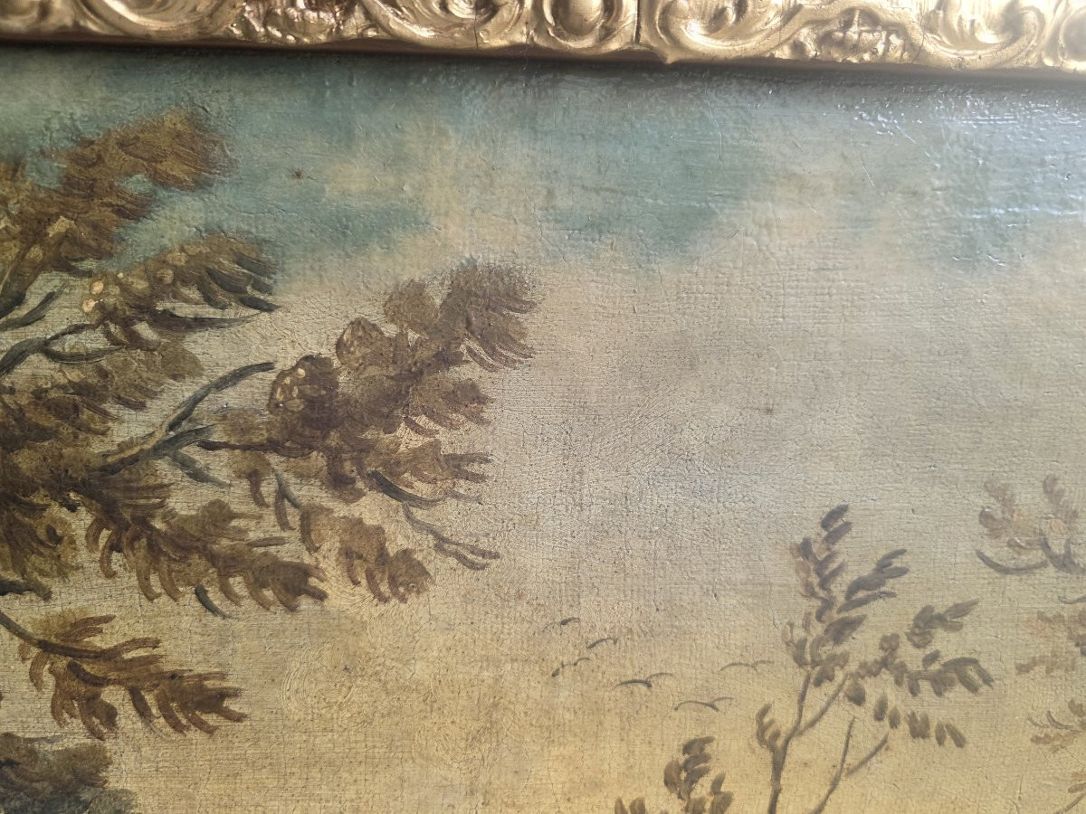 18th-century Landscape Painting With A French Frame.-photo-3