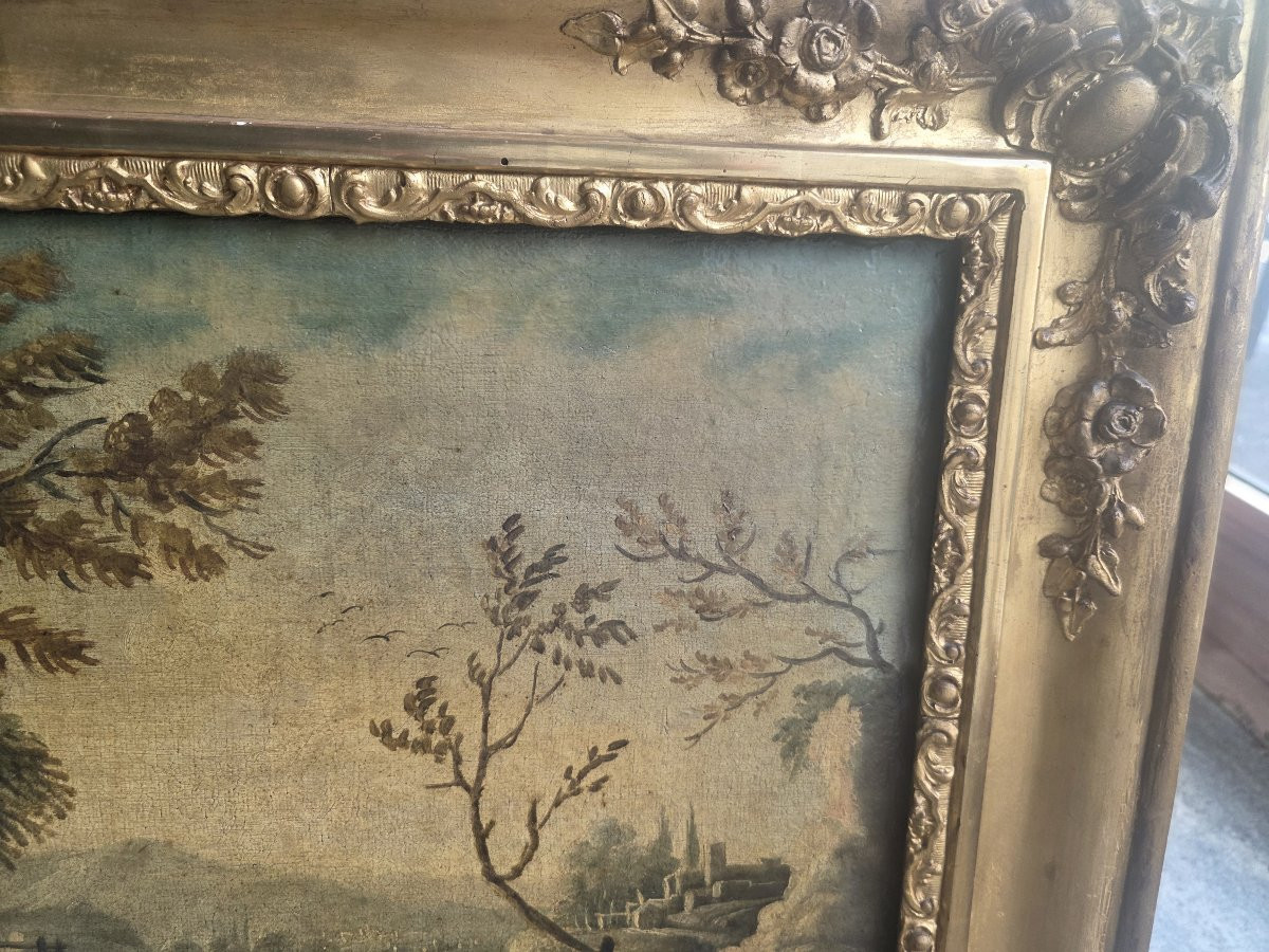18th-century Landscape Painting With A French Frame.-photo-7