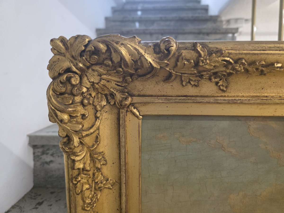 Huile sur panneau, paysage flamand avec vaches et paysans, milieu du XVIIe siècle.-photo-5