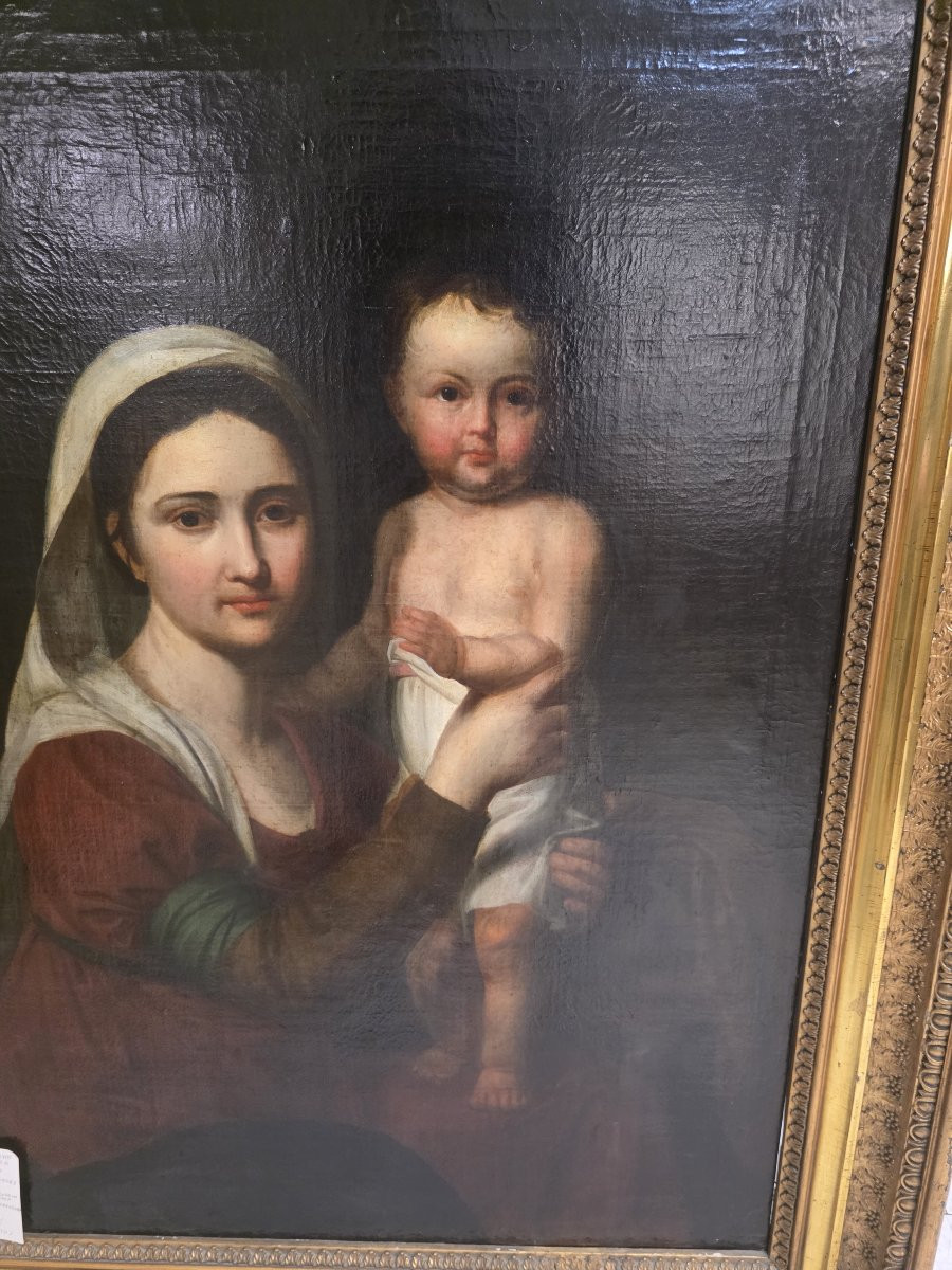 Oil On Canvas, *madonna And Child*, Late 18th-century Neoclassical Period-photo-3