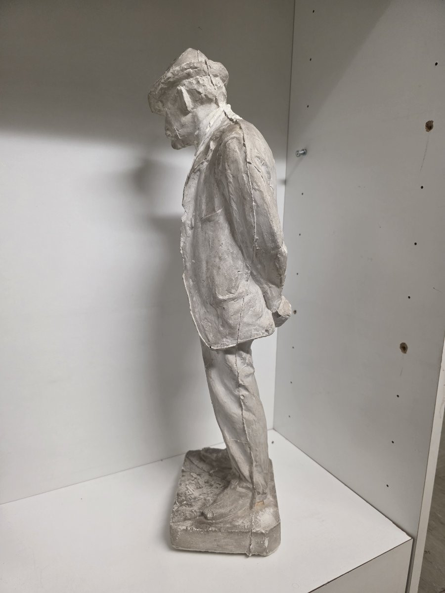 Maquette en plâtre de la statue en bronze représentant le peintre Giovanni Fattori-photo-3