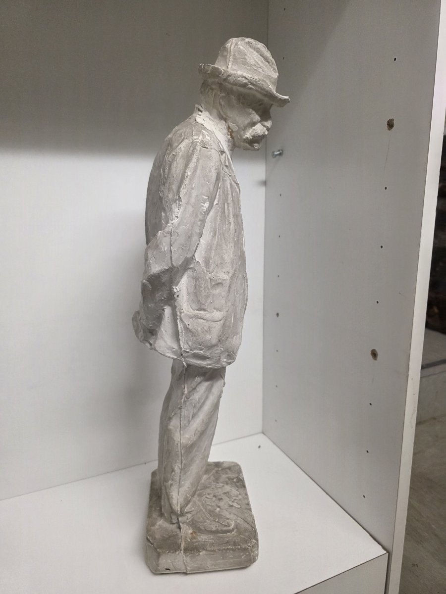 Maquette en plâtre de la statue en bronze représentant le peintre Giovanni Fattori-photo-2