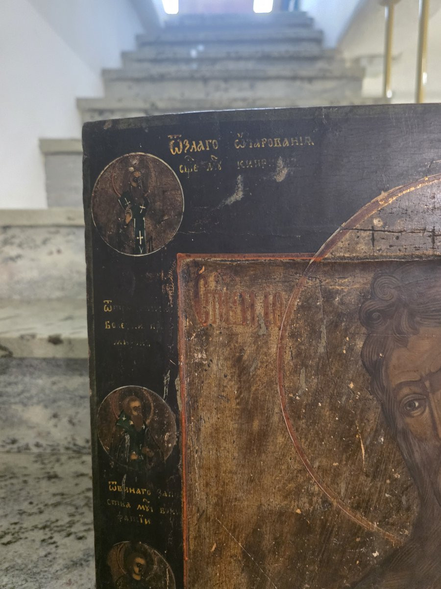 A Large 19th-century Russian Icon Depicting Saint John The Baptist, The Angel Of The Desert.-photo-1