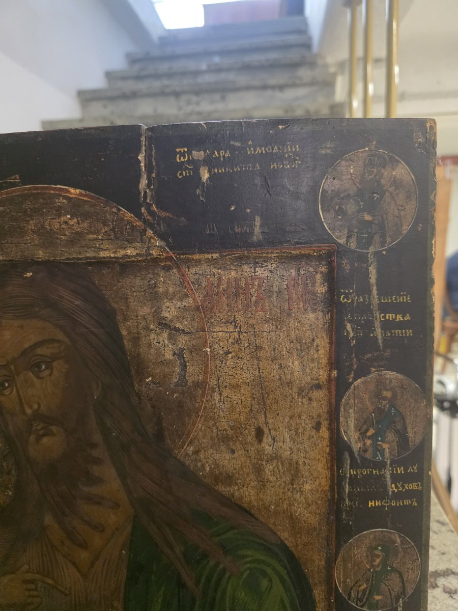 A Large 19th-century Russian Icon Depicting Saint John The Baptist, The Angel Of The Desert.-photo-2