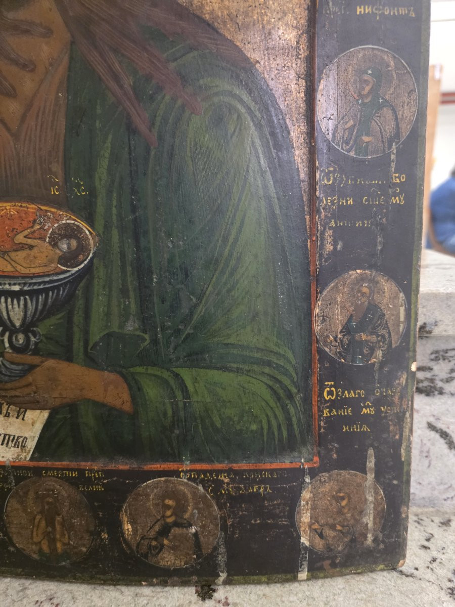 A Large 19th-century Russian Icon Depicting Saint John The Baptist, The Angel Of The Desert.-photo-3