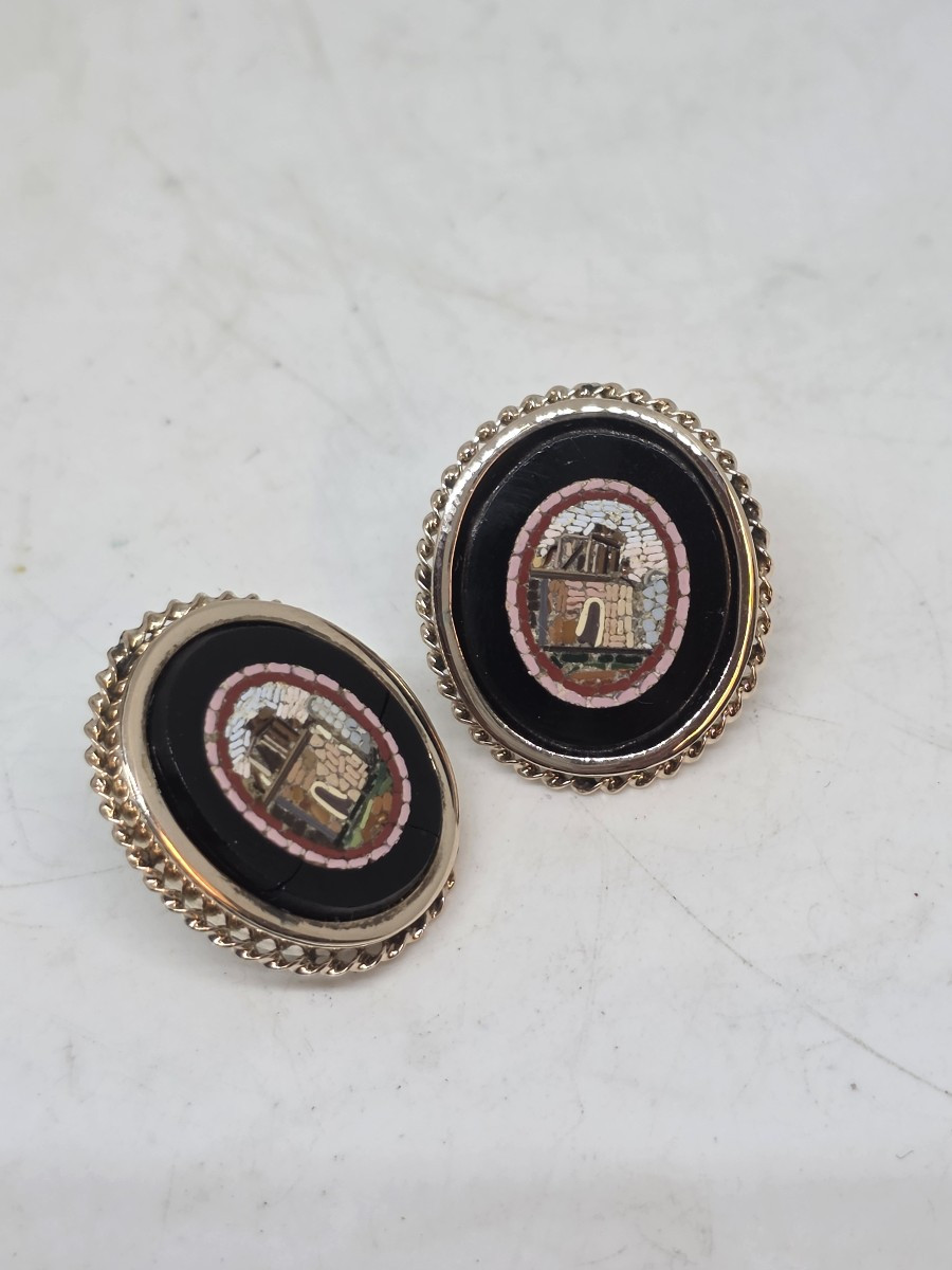 Earrings Featuring Beautiful Antique 19th-century Micro-mosaics