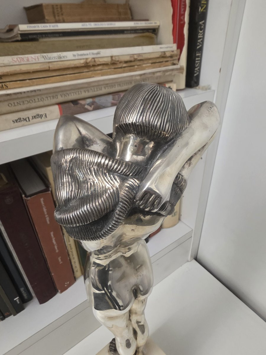 Statue en argent massif représentant une femme nue, de style Art déco.-photo-3