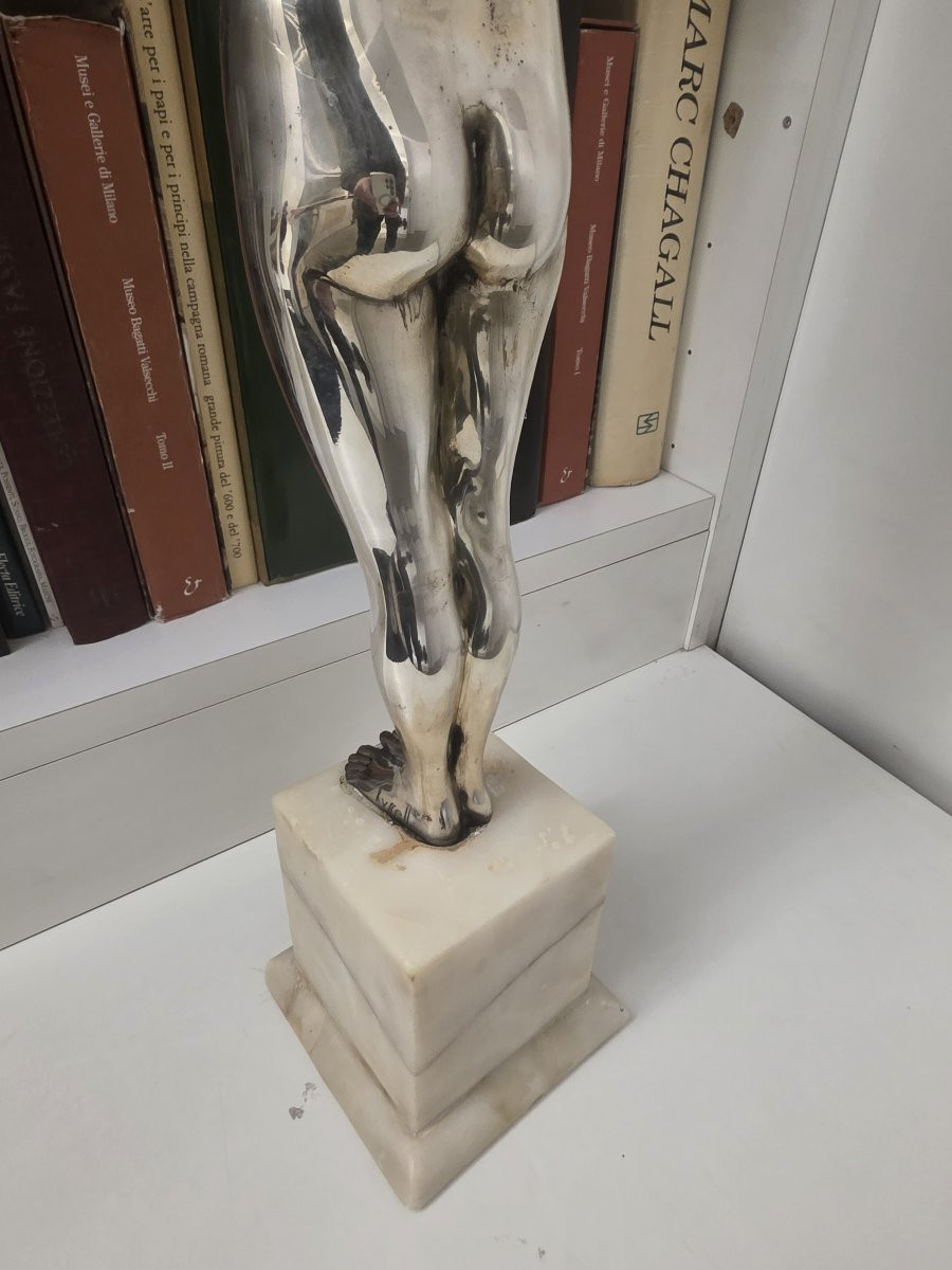 Statue en argent massif représentant une femme nue, de style Art déco.-photo-4
