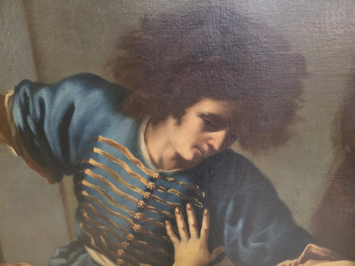 D'après Felice Ficherelli, dit Il Riposo, huile sur toile « Tarquin et Lucrèce », fin du XVIIe -photo-1