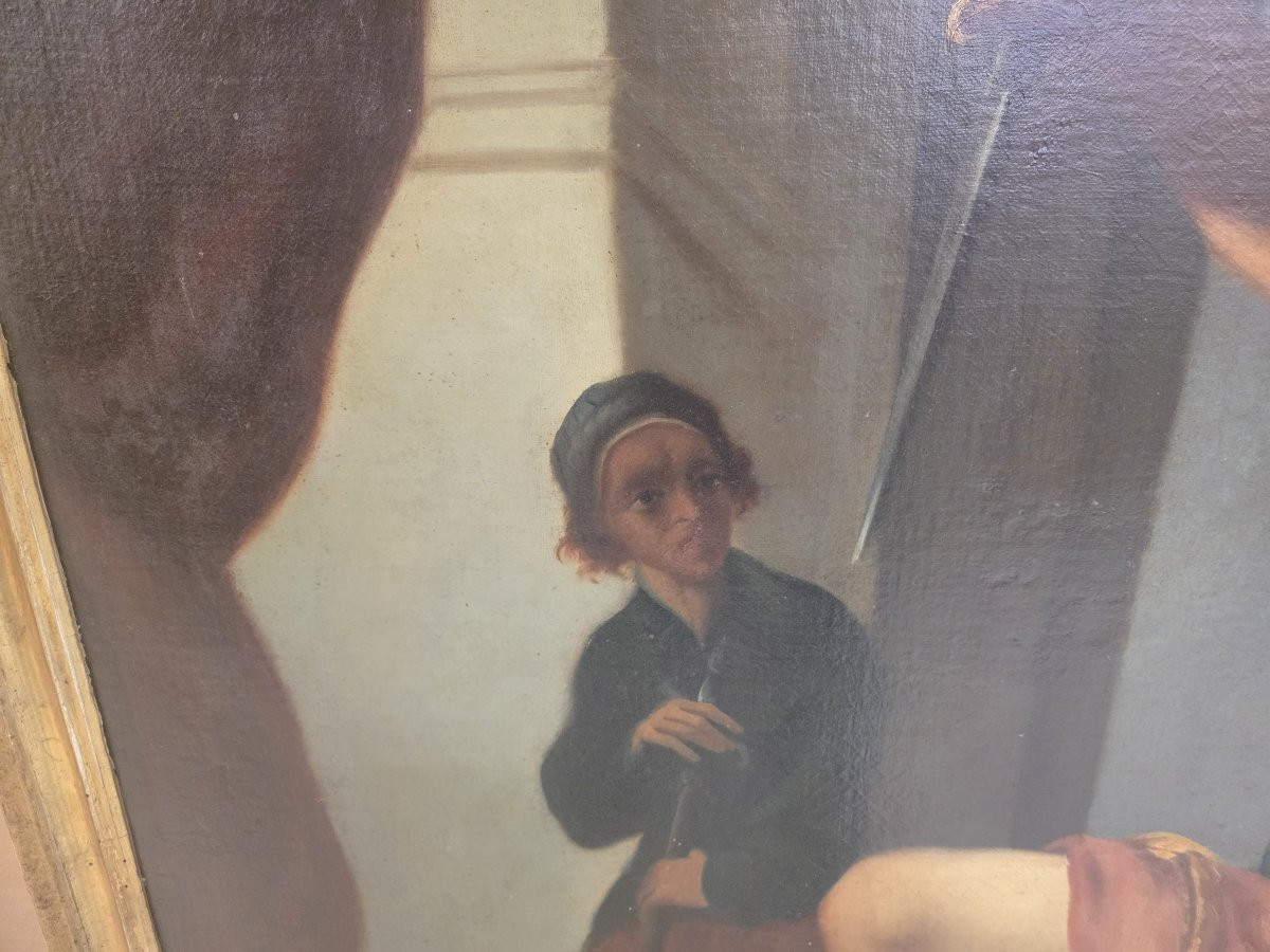 D'après Felice Ficherelli, dit Il Riposo, huile sur toile « Tarquin et Lucrèce », fin du XVIIe -photo-2