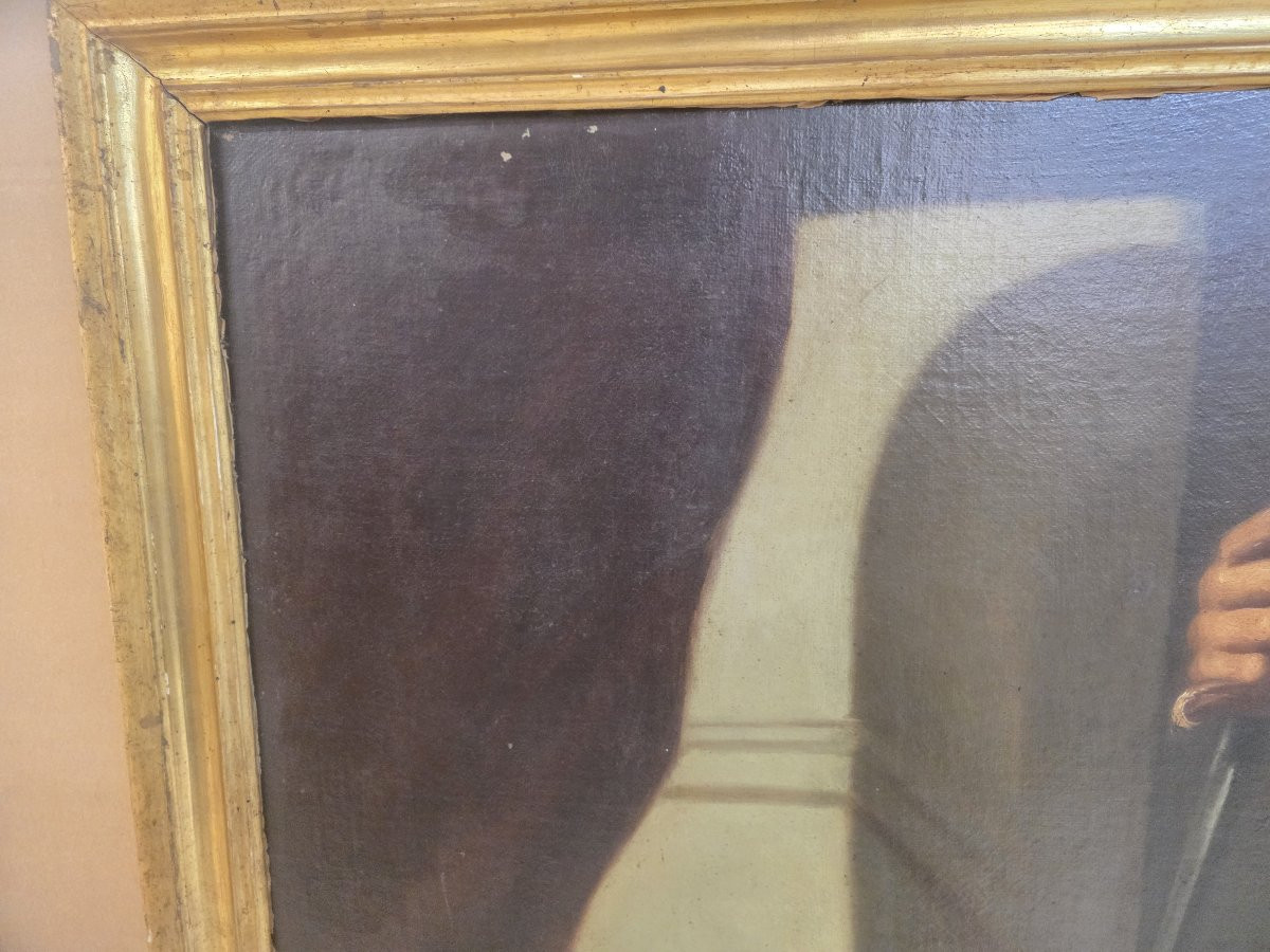 D'après Felice Ficherelli, dit Il Riposo, huile sur toile « Tarquin et Lucrèce », fin du XVIIe -photo-3