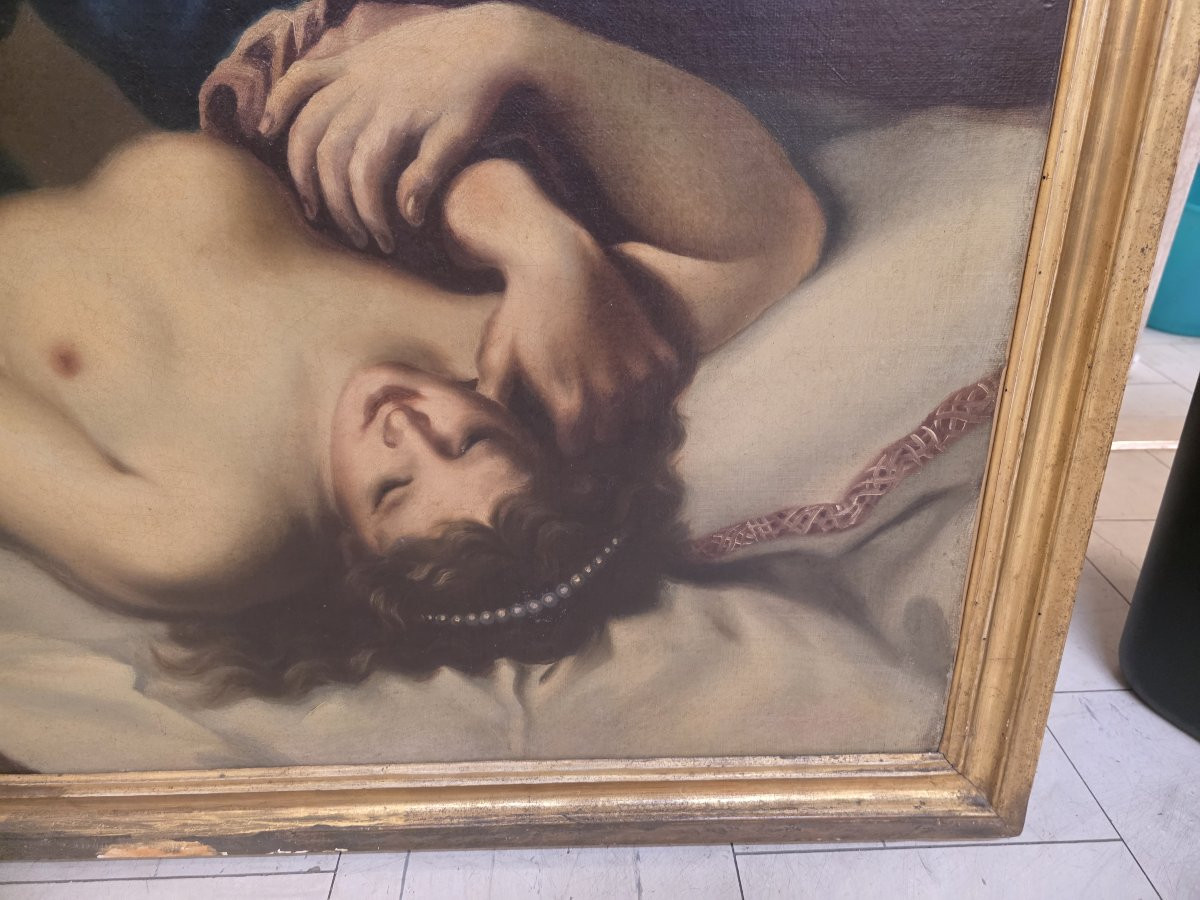 D'après Felice Ficherelli, dit Il Riposo, huile sur toile « Tarquin et Lucrèce », fin du XVIIe -photo-5
