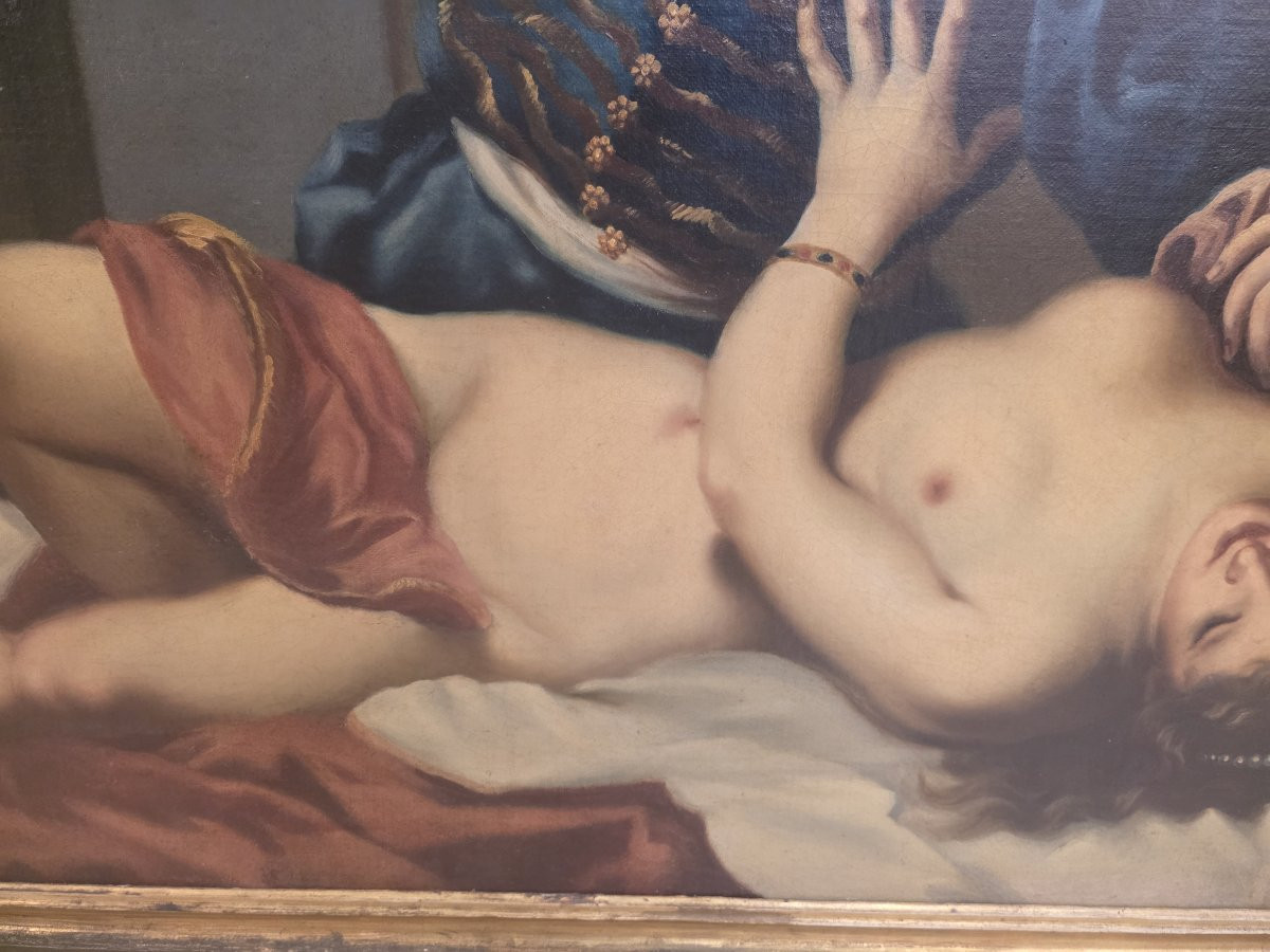 D'après Felice Ficherelli, dit Il Riposo, huile sur toile « Tarquin et Lucrèce », fin du XVIIe -photo-6