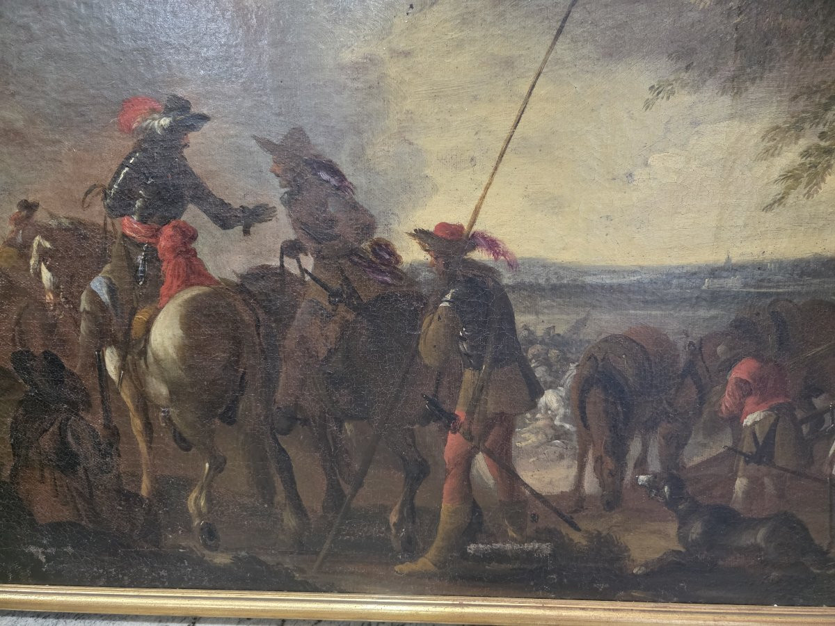 Oil On Canvas Depicting A Scene After The Battle. 17th Century-photo-4