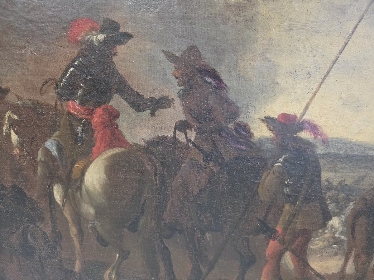 Oil On Canvas Depicting A Scene After The Battle. 17th Century-photo-2
