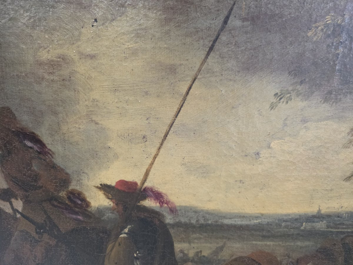 Oil On Canvas Depicting A Scene After The Battle. 17th Century-photo-3