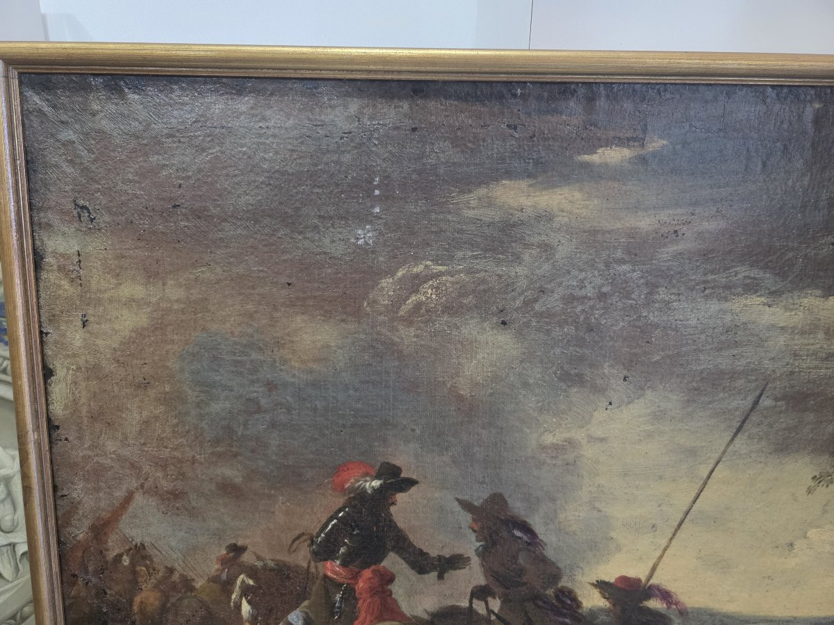 Oil On Canvas Depicting A Scene After The Battle. 17th Century-photo-5