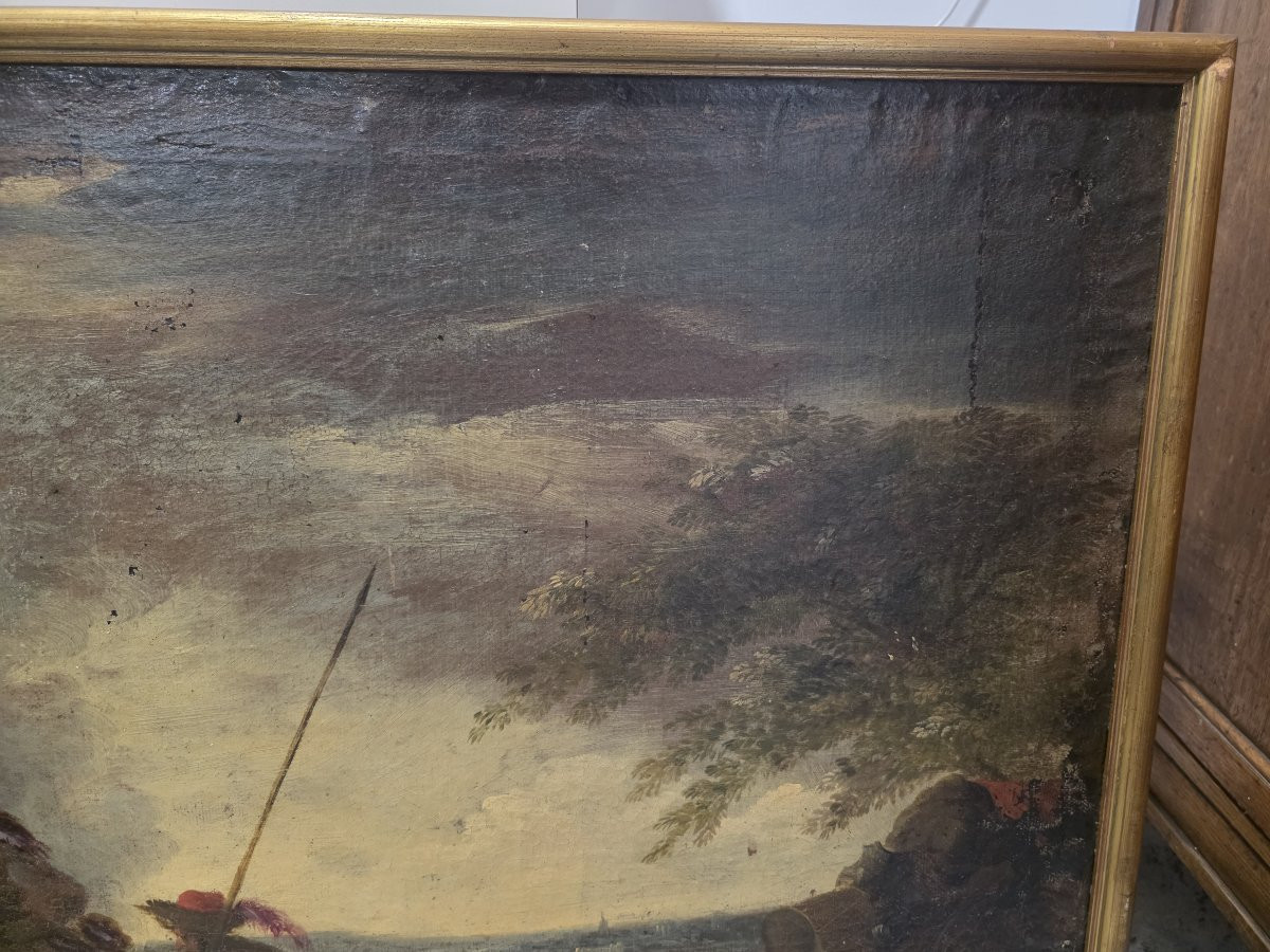 Oil On Canvas Depicting A Scene After The Battle. 17th Century-photo-6