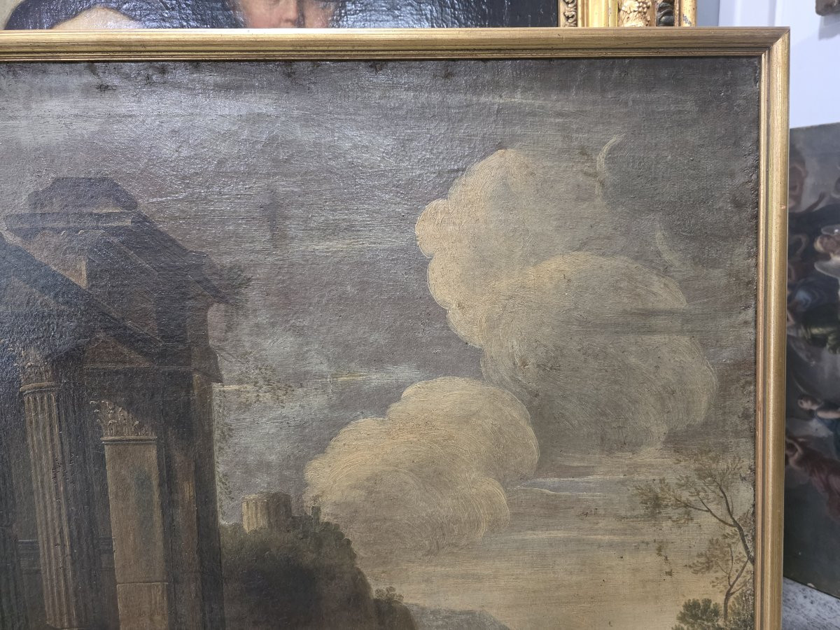 Italian School, 18th Century, Capriccio Of Architectural Ruins With Figures -photo-3
