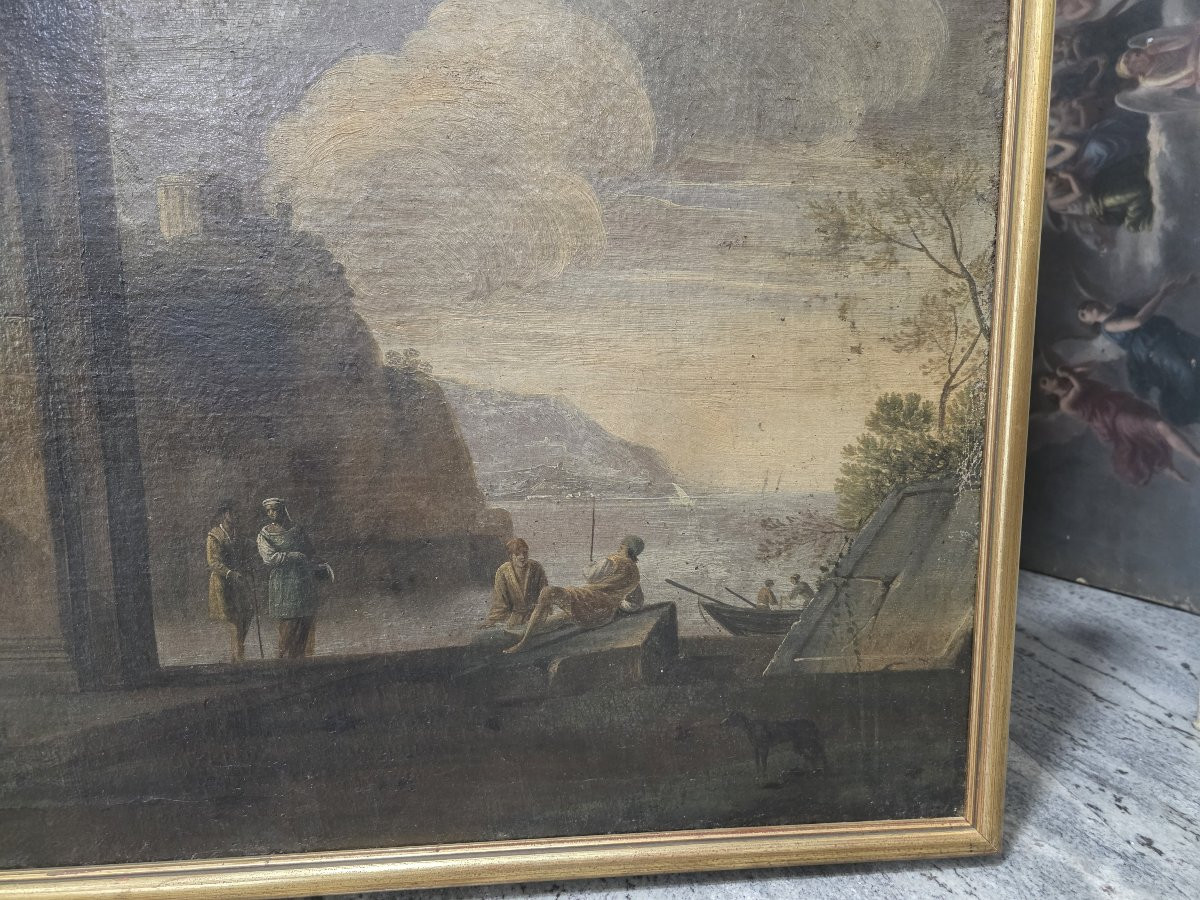 Italian School, 18th Century, Capriccio Of Architectural Ruins With Figures -photo-4