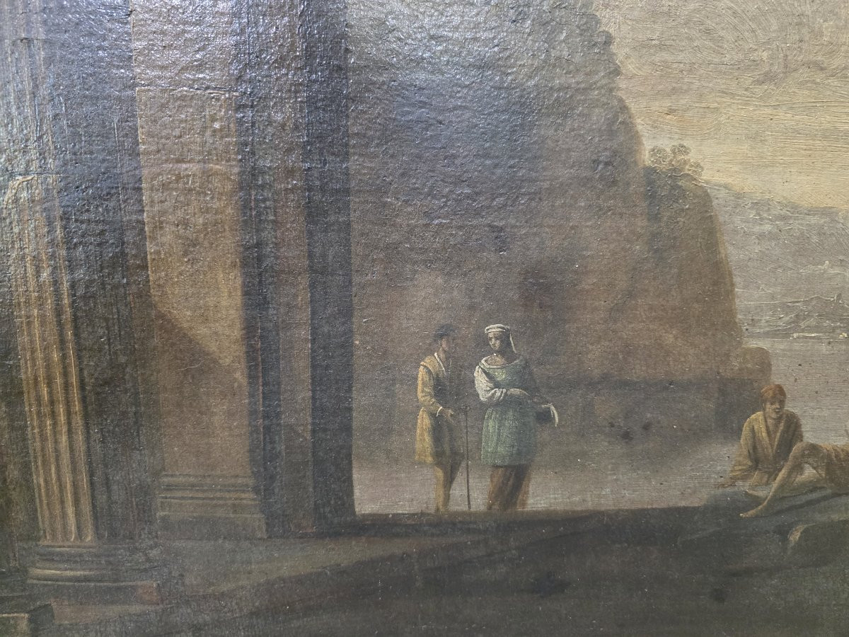Italian School, 18th Century, Capriccio Of Architectural Ruins With Figures -photo-7