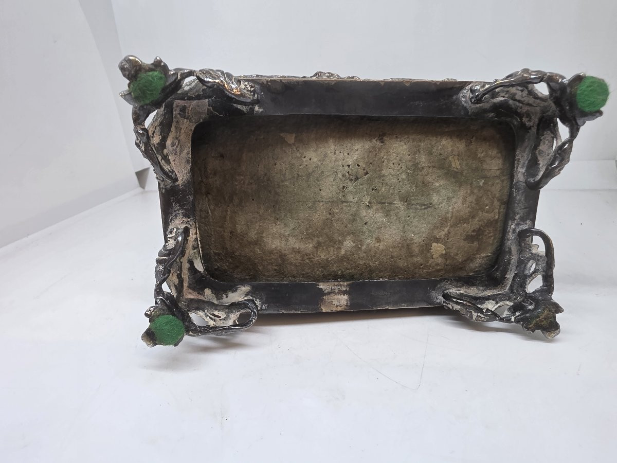 A 19th-century Silver-plated Bronze Jewelry Box, Decorated With Hunting Scenes And More.-photo-6