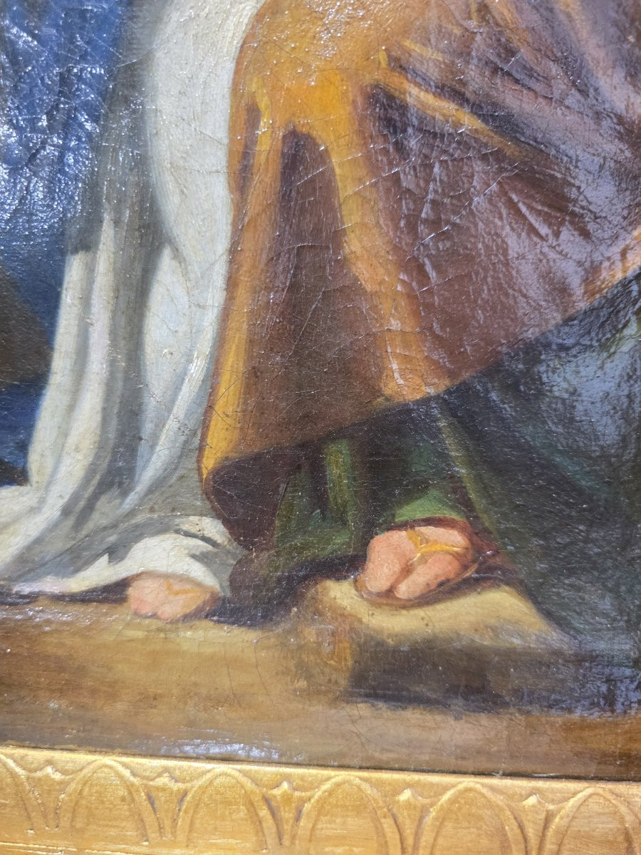 Huile sur toile, « L'Éducation de la Vierge », Naples, seconde moitié du XVIIIe siècle.-photo-5
