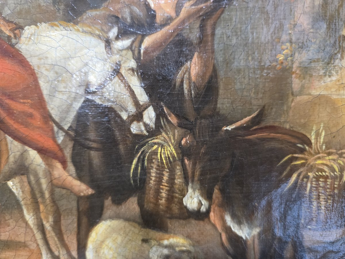 Oil On Canvas, Flemish, 19th Century, "bucolic Scene"-photo-4