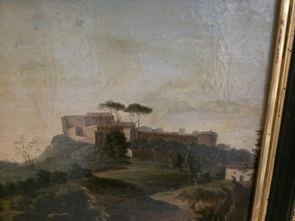 Tableau représentant un paysage idéal ou réel de la fin du XVIIIe siècle (Grand Tour)-photo-2