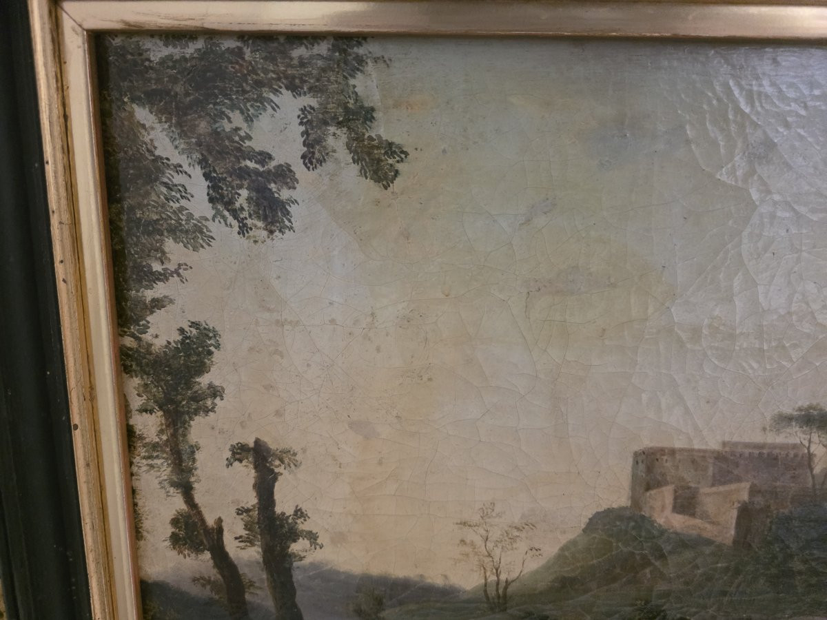 Tableau représentant un paysage idéal ou réel de la fin du XVIIIe siècle (Grand Tour)-photo-3