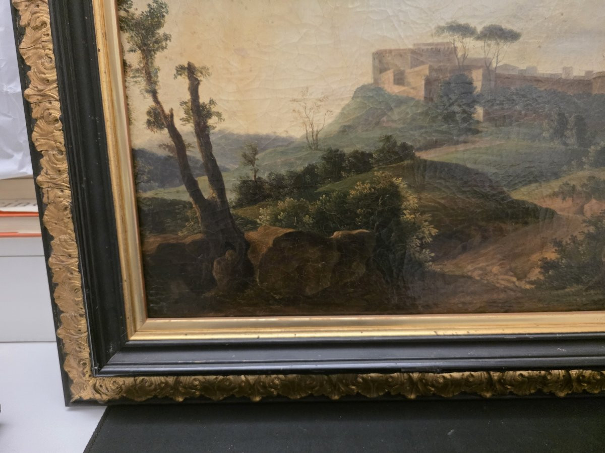 Tableau représentant un paysage idéal ou réel de la fin du XVIIIe siècle (Grand Tour)-photo-4