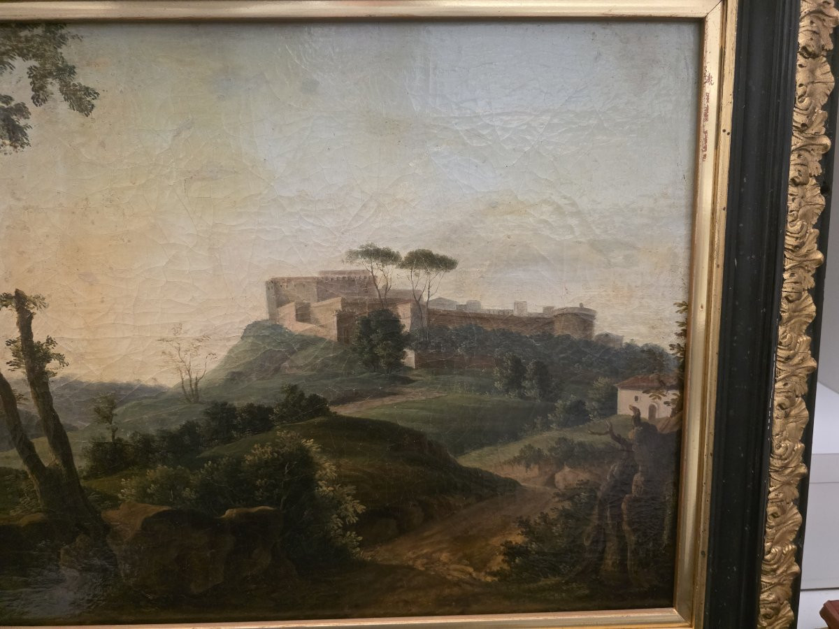 Tableau représentant un paysage idéal ou réel de la fin du XVIIIe siècle (Grand Tour)-photo-5
