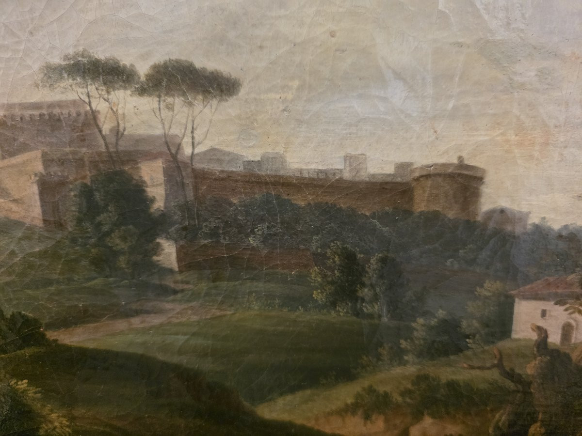 Tableau représentant un paysage idéal ou réel de la fin du XVIIIe siècle (Grand Tour)-photo-8