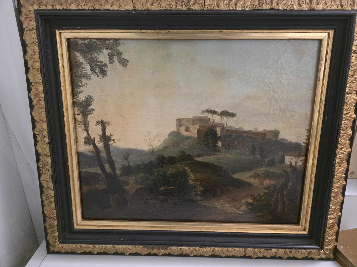 Tableau représentant un paysage idéal ou réel de la fin du XVIIIe siècle (Grand Tour)