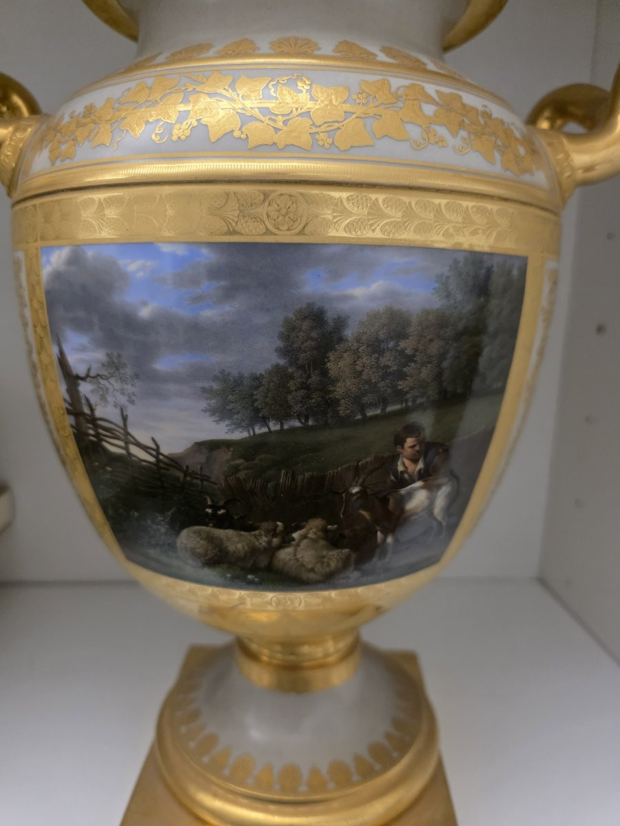 Decorated Vase Depicting A Rural Scene - Hard-paste Porcelain, First Half Of The 19th Century-photo-2