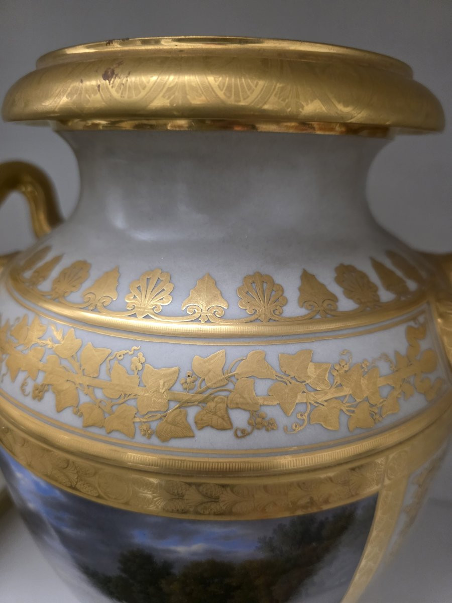 Decorated Vase Depicting A Rural Scene - Hard-paste Porcelain, First Half Of The 19th Century-photo-1