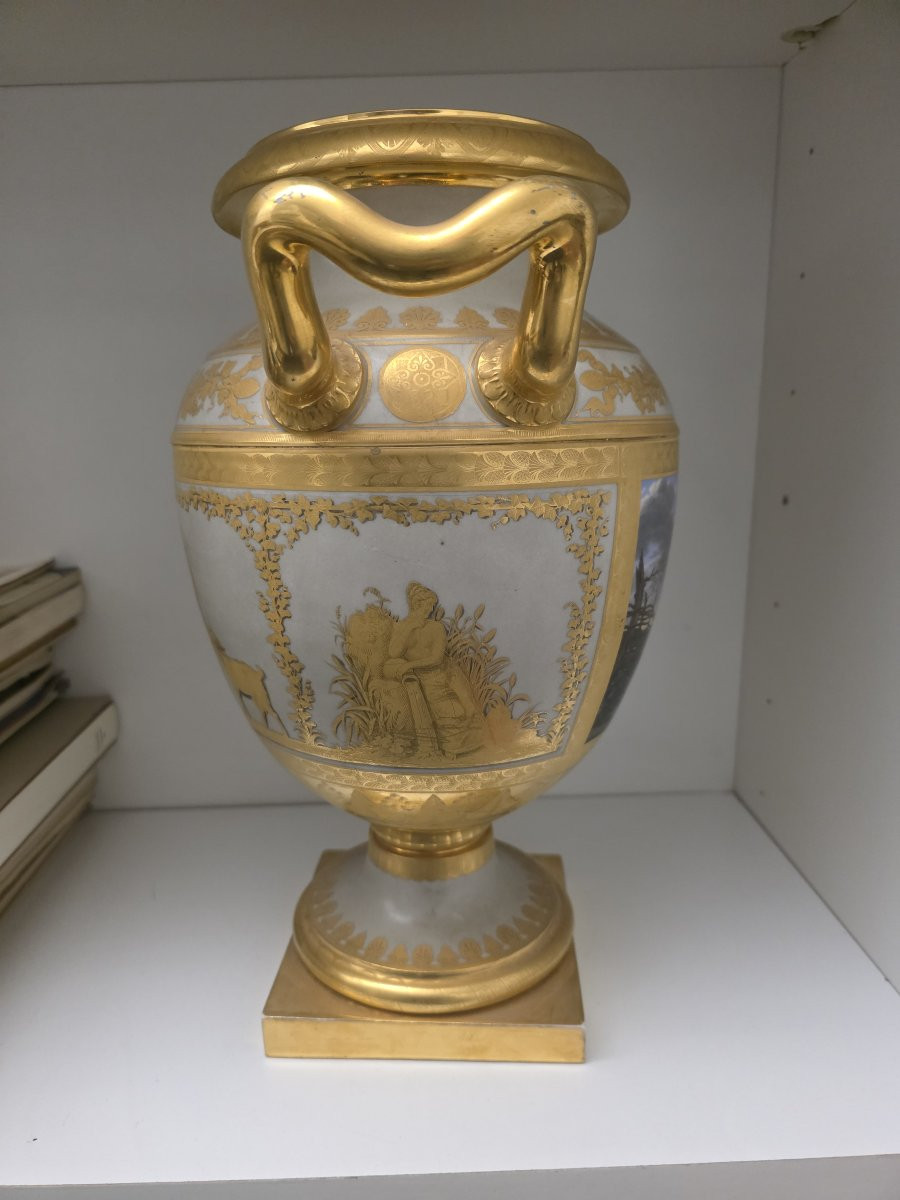 Decorated Vase Depicting A Rural Scene - Hard-paste Porcelain, First Half Of The 19th Century-photo-3