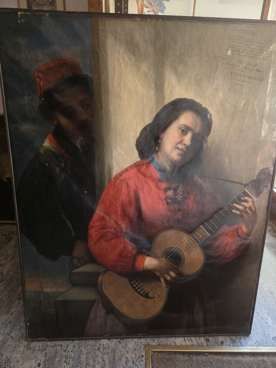 Oil On Canvas Depicting A Risorgimento Theme, Second Half Of The 19th Century-photo-2