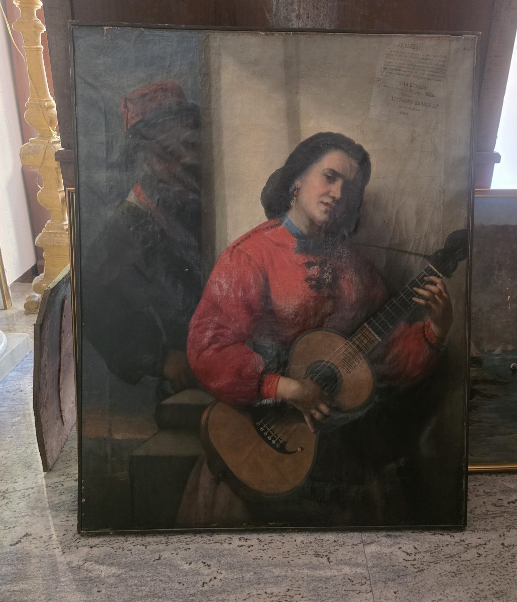 Oil On Canvas Depicting A Risorgimento Theme, Second Half Of The 19th Century