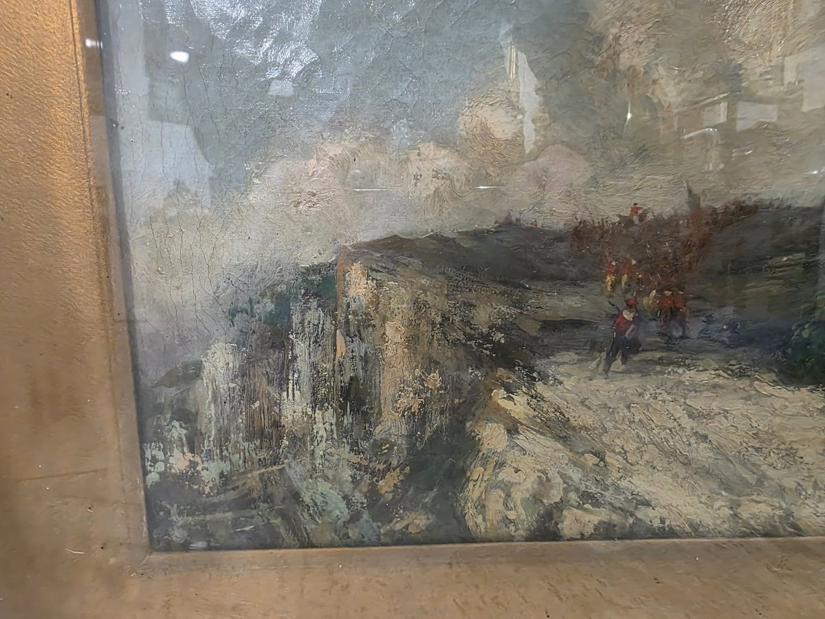 Oil On Canvas "the March Of Garibaldi" Cesare Uva, Second Half Of The 19th Century-photo-4