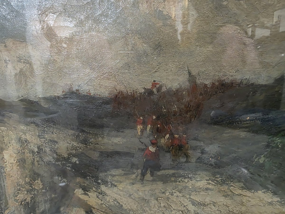 Oil On Canvas "the March Of Garibaldi" Cesare Uva, Second Half Of The 19th Century-photo-5