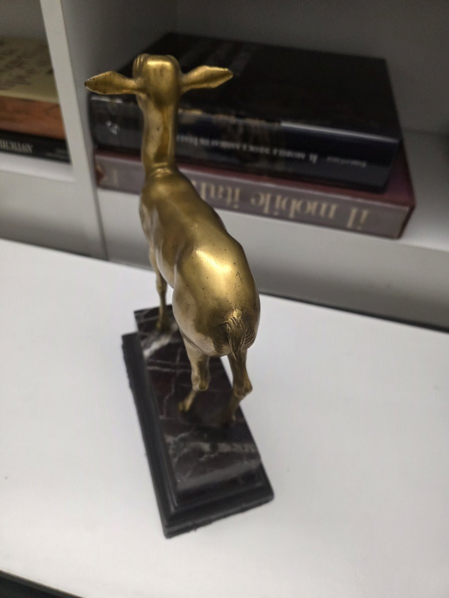 Gilded Bronze Deer Sculpture, Naples, Late 19th Century-photo-2