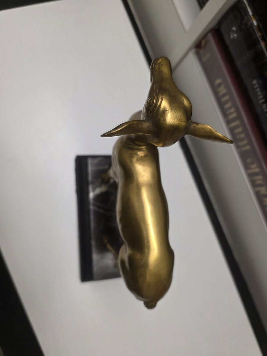 Gilded Bronze Deer Sculpture, Naples, Late 19th Century-photo-3
