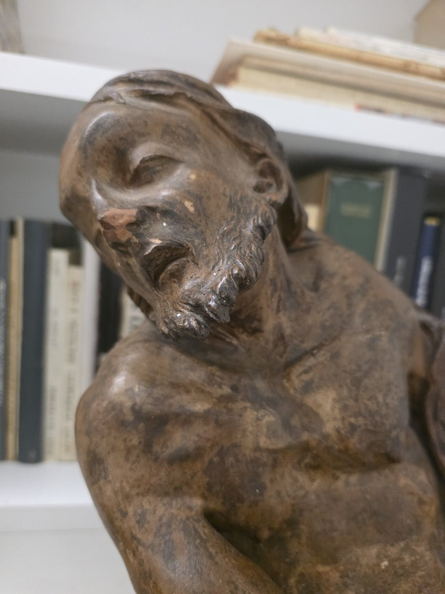 Sculpture en terre cuite « Ecce Homo » représentant le Christ en deuil, Italie, XVIIIe siècle.-photo-3