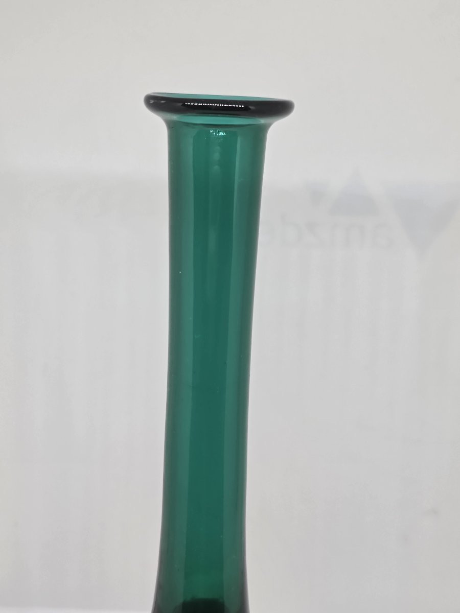 Bouteille en verre soufflé ornée d'incalmo bleu et vert.  Venini, 1989 (Gio Ponti)-photo-4