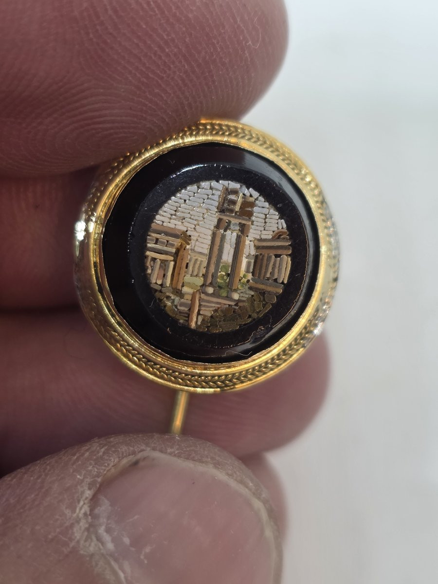 Broche en or et micromosaïque, Rome, Grand Tour, XIXe siècle-photo-2