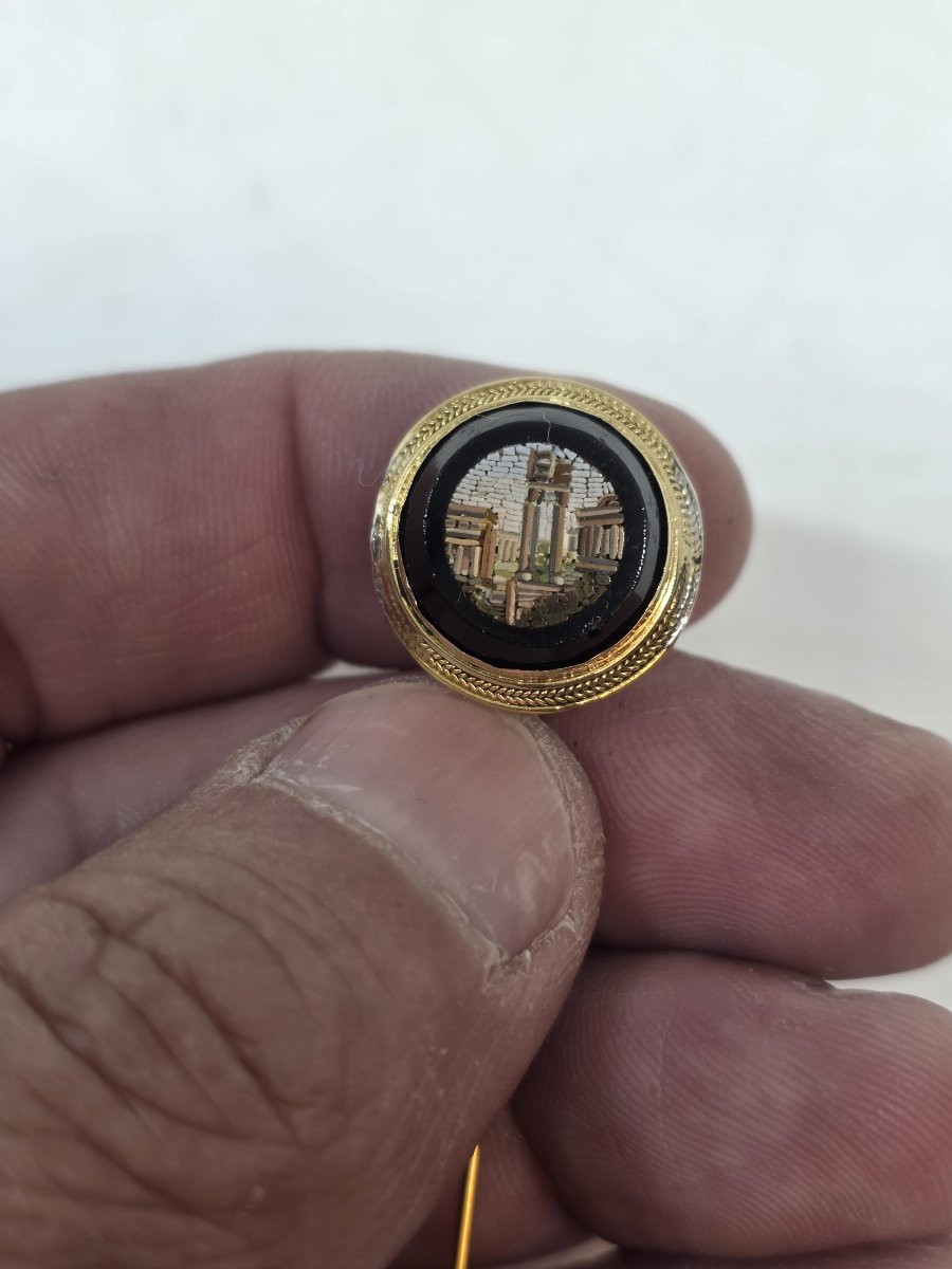 Broche en or et micromosaïque, Rome, Grand Tour, XIXe siècle-photo-3